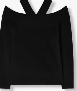 zwarte summum trui bare shoulder top dull
