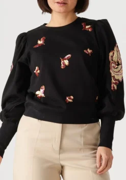 zwarte summum trui puff sleeve embellished sweater