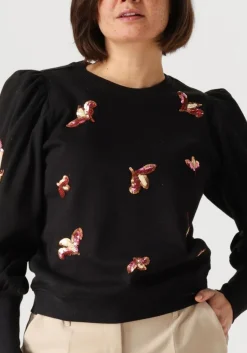 zwarte summum trui puff sleeve embellished sweater