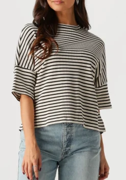 zwarte summum t-shirt boxy top stripe waffle