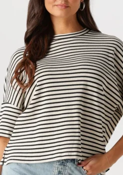 zwarte summum t-shirt boxy top stripe waffle