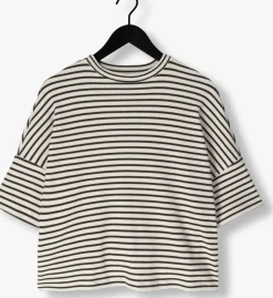 zwarte summum t-shirt boxy top stripe waffle