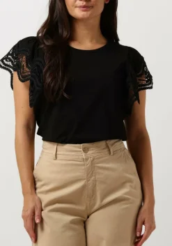 zwarte summum t-shirt jersey top tee with lace