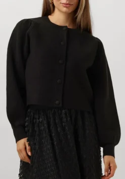 zwarte summum vest knitted cardigan leopard jacquard knit