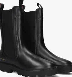 zwarte tommy hilfiger chelsea boots th lthr mid chelsea