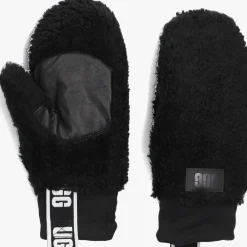 zwarte ugg handschoenen sherpa mitten w logo tape