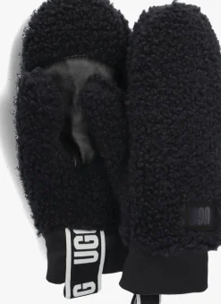 zwarte ugg handschoenen uggfluff mitten with logo tape