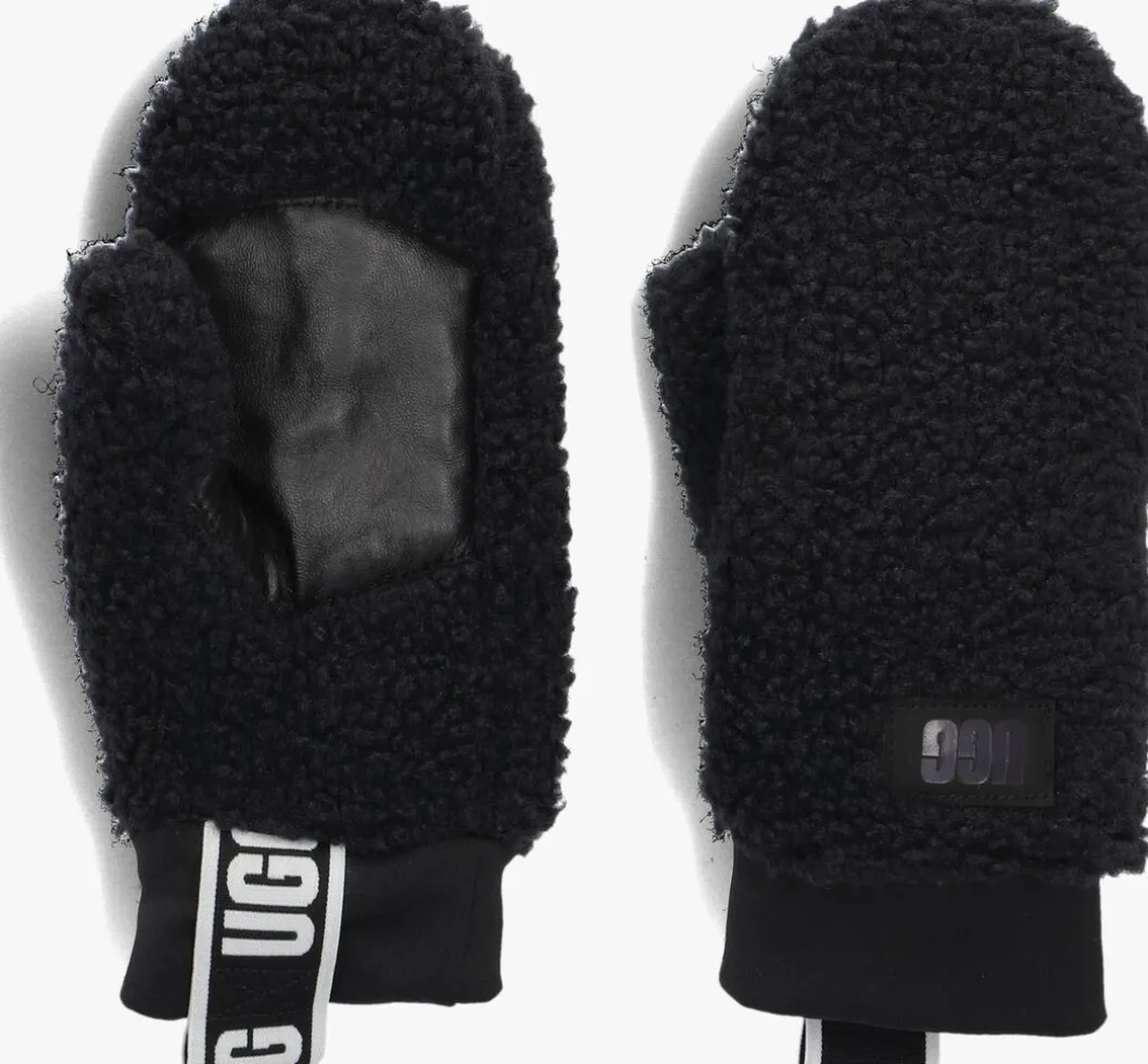 zwarte ugg handschoenen uggfluff mitten with logo tape