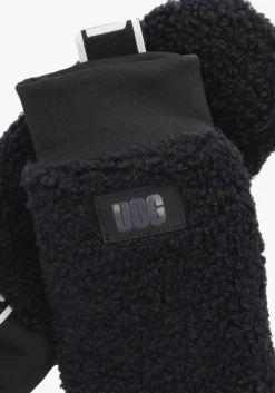 zwarte ugg handschoenen uggfluff mitten with logo tape