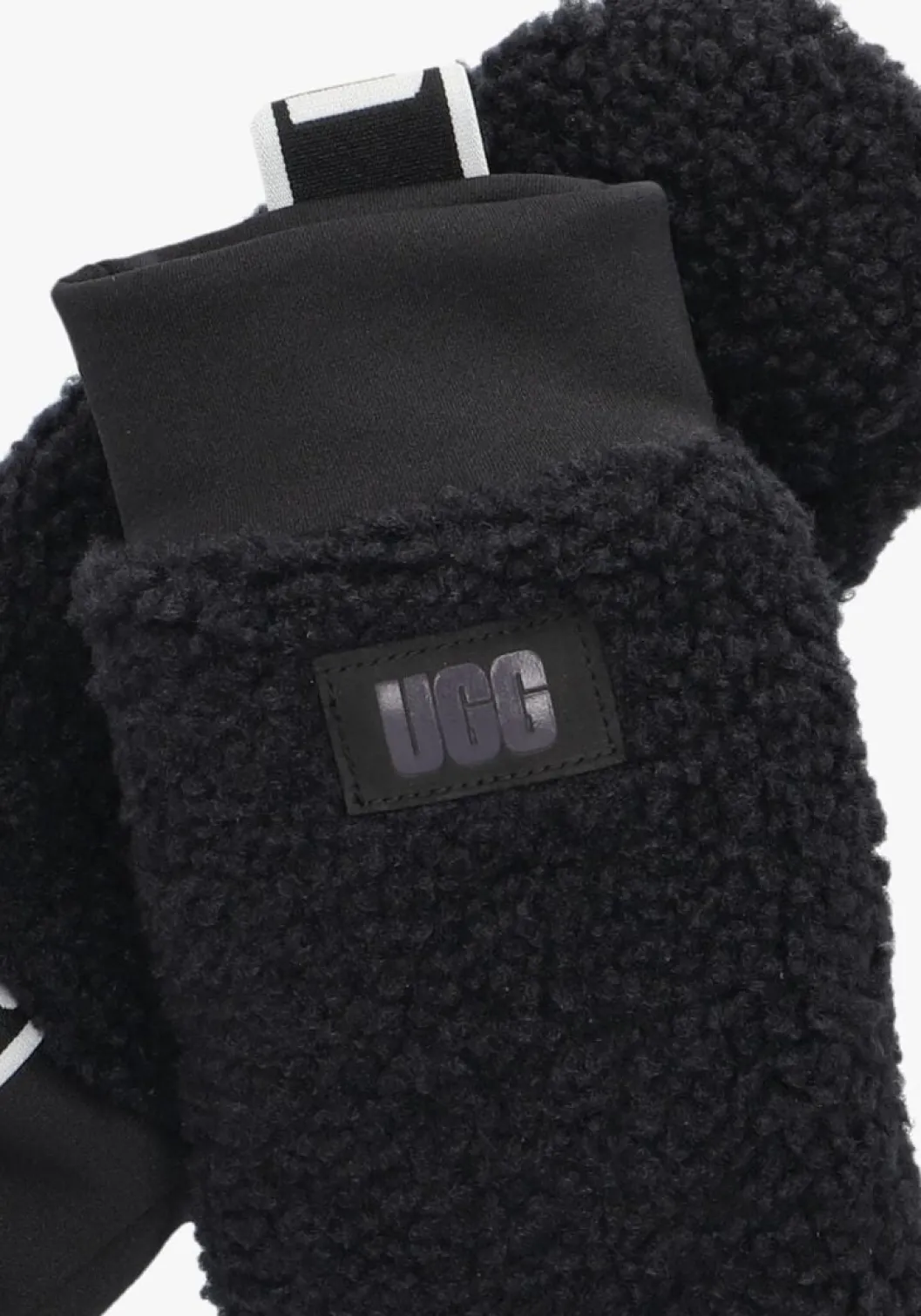 zwarte ugg handschoenen uggfluff mitten with logo tape