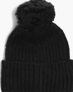 zwarte ugg muts chunky rib beanie knit pom set