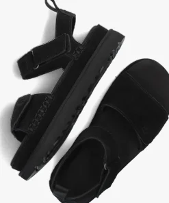 zwarte ugg platte sandalen w goldenstar